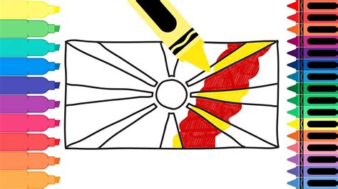 How To Draw Macedonia Flag Drawing The Macedonian Flag Coloring