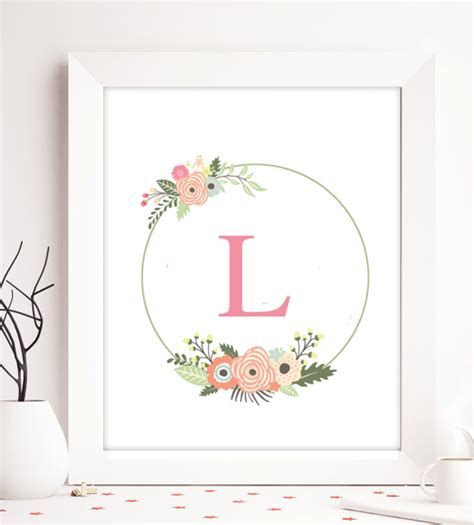 Free Editable Monogram Baby Nursery Decor Wreath Printable Market