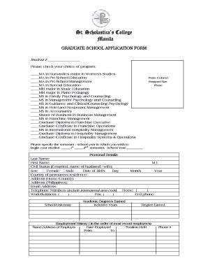 Fillable Online Ssc Edu Graduate School Application Form St