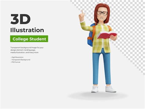 Une étudiante A Trouvé Une Idée Illustration De Dessin Animé 3d PSD