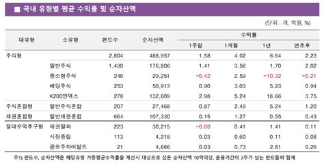 국내주식형펀드 대형주 강세에 지난주 158↑ 한국금융신문