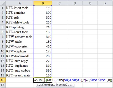 How To Quickly Sum Every Other Or Nth Rowcolumn In Excel