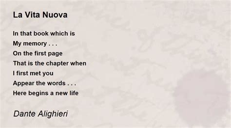 La Vita Nuova - La Vita Nuova Poem by Dante Alighieri