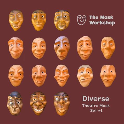 Diverse Theatre Mask Set D1 16 Great Expressions