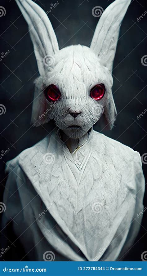 Portrait of Humanoid White Rabbit with Red Eyes. AI Created a Digital ...