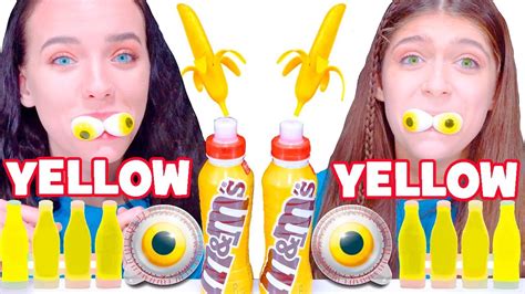 Asmr Yellow Food Jelly Bananas Gummy Eyeballs Wax Bottles Mukbang