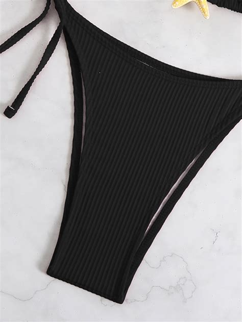 Ribbed Triangle String Bikini Set Reflex Garments