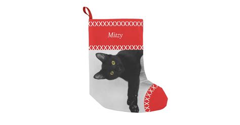 Custom Pet Black Cat photo Christmas Small Christmas Stocking | Zazzle