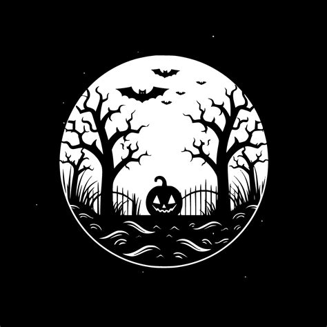 Halloween, Black and White illustration 42886348 Vector Art at Vecteezy