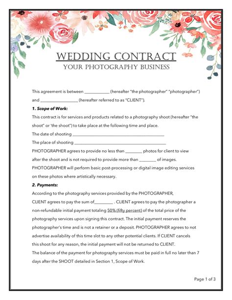 Wedding Photographer Contract Template Free The Client Is Hiring The