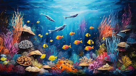 Whimsical Underwater World oil painting | Premium AI-generated image