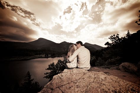 Engagement Photography At Lily Lake And By Longs Peak In Mountain Field