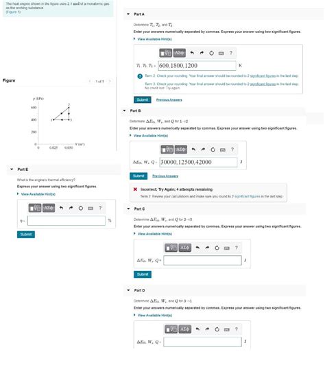 Solved The Heat Engine Shown In The Figure Uses 2 1 Mol Of A Chegg