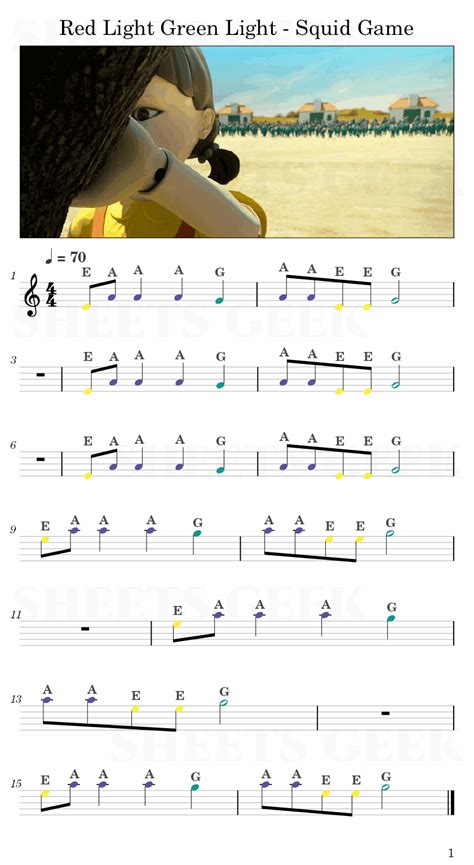 Red Light Green Light Squid Game Easy Sheet Music