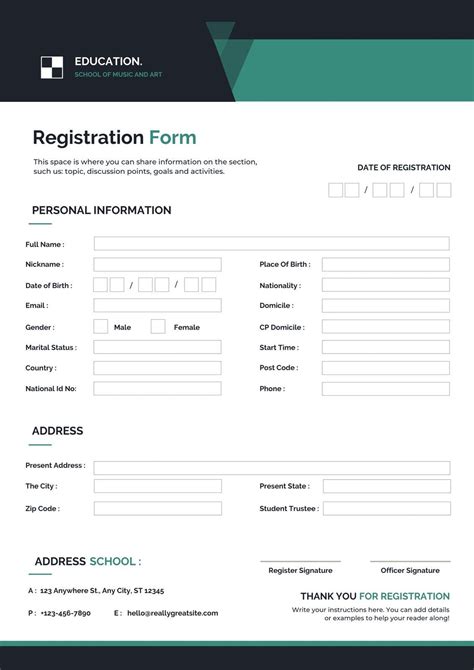 Teal Minimal School Registration Form Templates By Canva