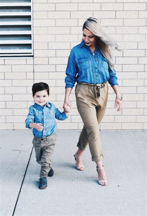 Mommy And Son Matching Outfit Ideas Chambray Shirt With Khakis