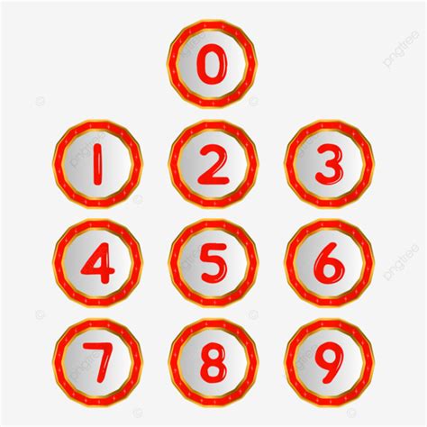 Set Of 1 2 3 4 5 6 7 8 9 Numbers Transparent Background Vector Hd