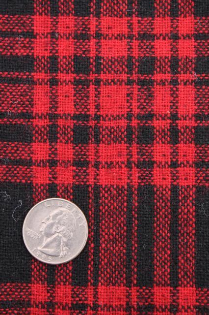 Vintage Fabric Lot Plaid Collection Red Grey Black Wool Blend Plaids