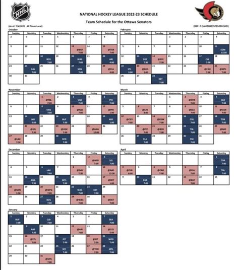 Sens 2022-23 Schedule : r/OttawaSenators