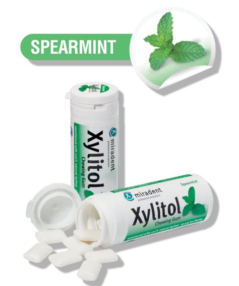 Miradent Xylitol Chewing Gum Spearmint Pkt 30 City Dental Supplies