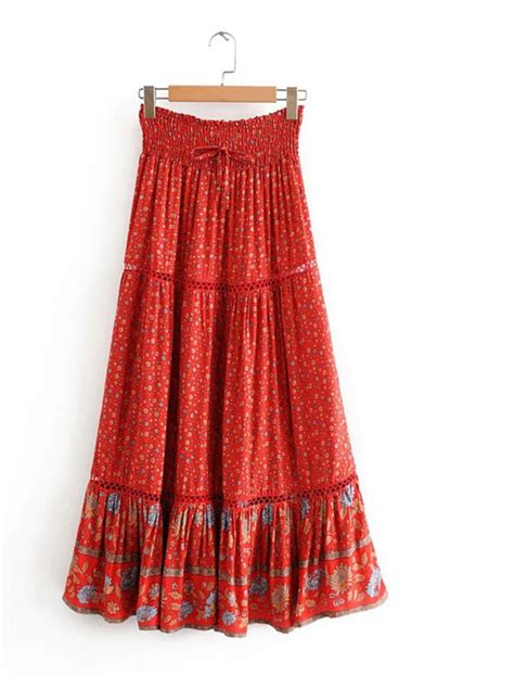 Jupe longue imprimée fleurs hippie boho boheme chic SKIRT0274 monyronyboho