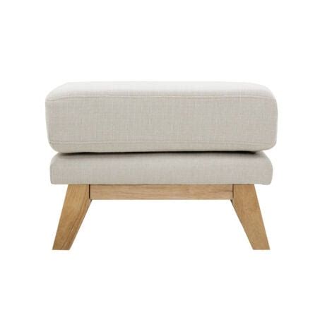 Pouf Repose Pieds D Houssable Scandinave En Tissu Beige Et Bois Clair Oslo