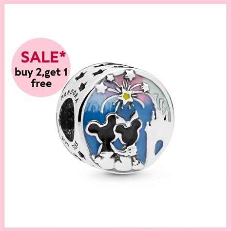 Mickey And Minnie Mouse Fireworks Charm Sliver Bracelet Charms Gift For