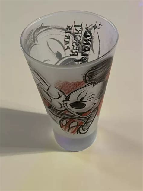 DISNEY MICKEY MICKY Maus Mouse Glas Trinkglas Skizze Disneyland Resort