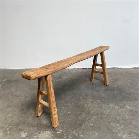 Vintage Antique Elm Wood Bench For Sale at 1stDibs
