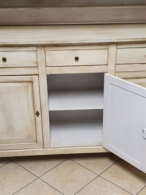 Credenza Cristalliera Napoletana In Legno Ante Shabby Chic Bianco