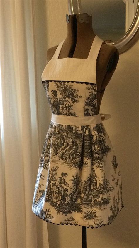 French Toile Apron Handmade By Loveforlinen On Etsy Flirty Aprons Cute