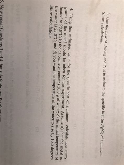 Solved 3 Use The Law Of Dulong And Petit To Estimate The Chegg