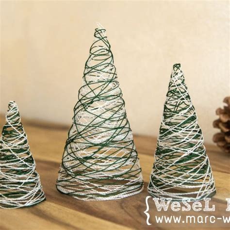 Garn Weihnachtsbäume DIY Weihnachtsdeko wesel blog DIY