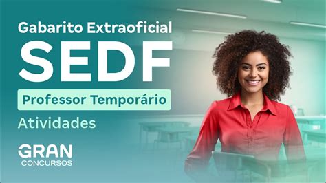 Concurso Sedf Gabarito Extraoficial Professor Tempor Rio Atividades