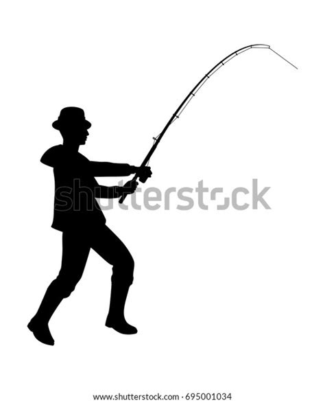 Fisherman Silhouette Vector Stock Vector (Royalty Free) 695001034