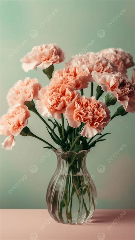 Mothers Day Background With Carnations In Vase Wallpaper Image For Free