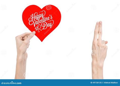 Valentine S Day And Love Theme Hand Holds A Greeting Card In The Form