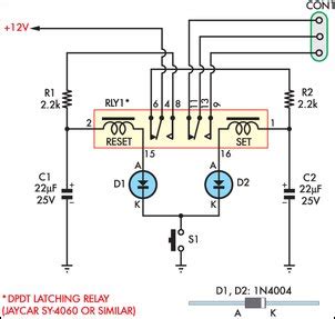 Momentary Switch Teamed With Latching Relay Circuit Diagram