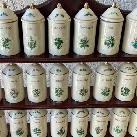 Lenox Spice Garden Set Of 24 Porcelain Spice Jars With Wooden Etsy