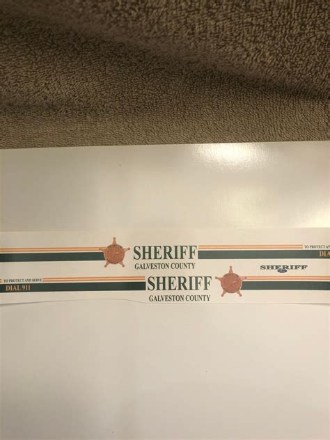 1/18 Scale Galveston County TX Sheriff Dept Waterslide Decal to Fit the ...