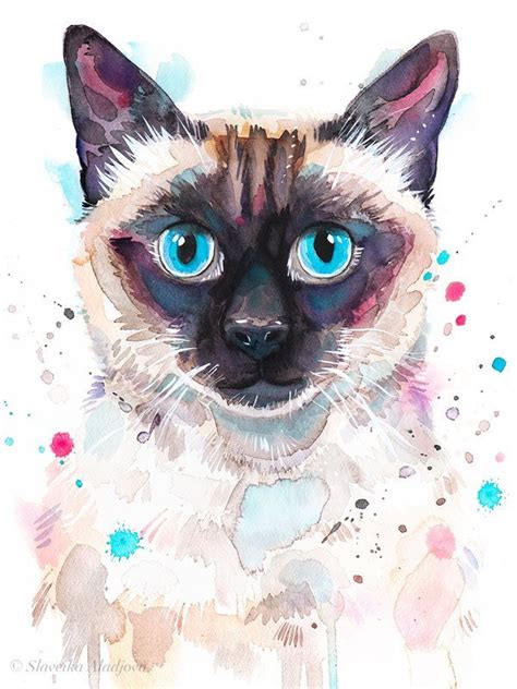 Watercolor Paintings Of Siamese Cats