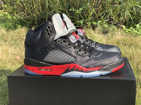 Mens Air Jordan 5 Retro Satin Bred 136027 006 Black University Red