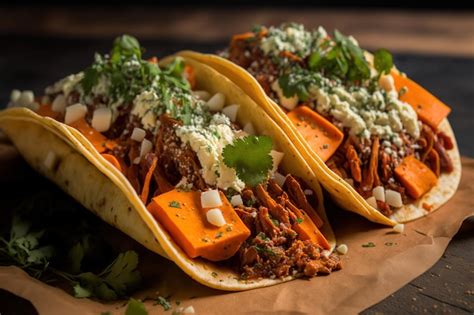 Tacos De Carne De Boniato Y Queso Cotija De M Xico Foto Premium