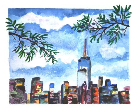 Watercolor Paintings - Art by Derek McCrea: New York City Skyline Painting