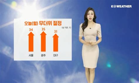 기상뉴스 날씨뉴스 날씨 오늘월 서울 한낮 기온 34℃ 불볕더위자외선·오존 주의