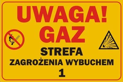 TABLICZKA UWAGA GAZ ZAGROŻENIE WYBUCHEM 12321303642 Allegro pl