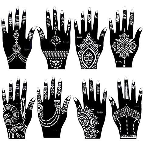 Buy Xmasir 8 Sheets Henna Tattoo Stencil Kit For Women Girls Hand