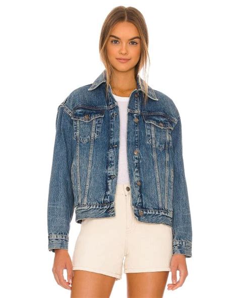 Free People Jolene Denim Trucker Jacket In Blue Lyst Uk