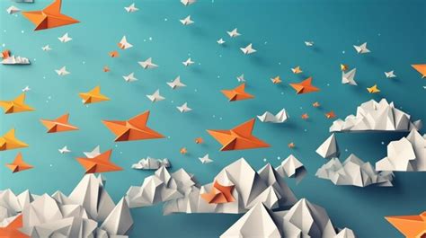 Premium Ai Image There Are Many Origami Paper Airplanes Flying Over A