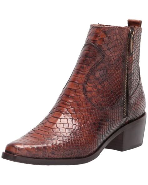 Donald J Pliner Leather Western Boot In Chestnut Brown Lyst